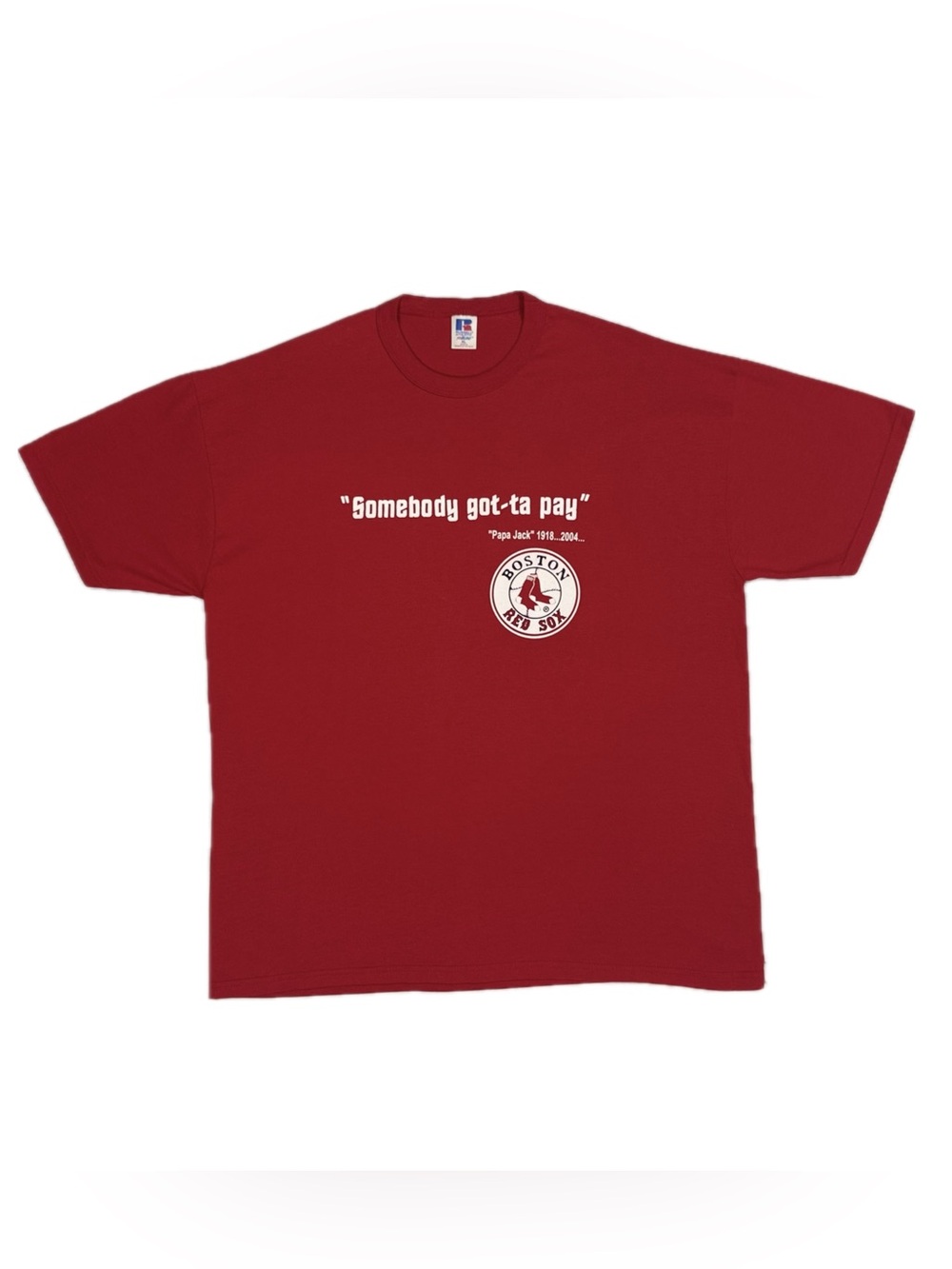 Vtg 2004 Russell Boston Red Sox Somebody Got Ta Pay Papa Jack T Shirt Men XL